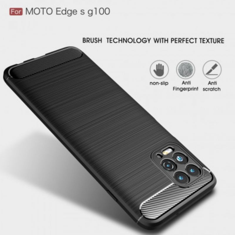 Hoesje Moto G100 Geborstelde Koolstofvezel Bescherming Hoesje