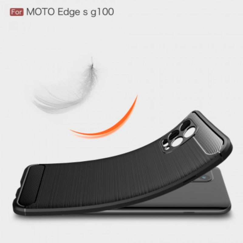 Hoesje Moto G100 Geborstelde Koolstofvezel Bescherming Hoesje