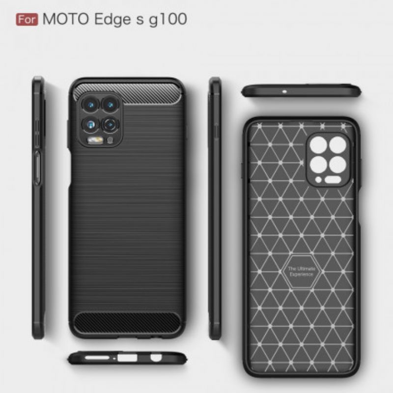 Hoesje Moto G100 Geborstelde Koolstofvezel Bescherming Hoesje