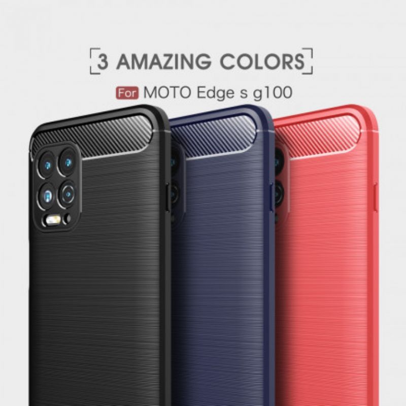 Hoesje Moto G100 Geborstelde Koolstofvezel Bescherming Hoesje