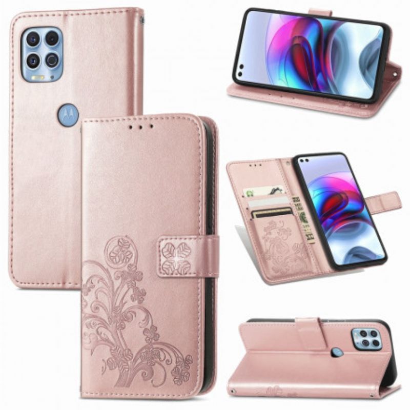 Leren Hoesje Moto G100 Aziatische Bloemen