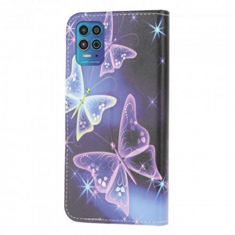 Leren Hoesje Moto G100 Vlinders