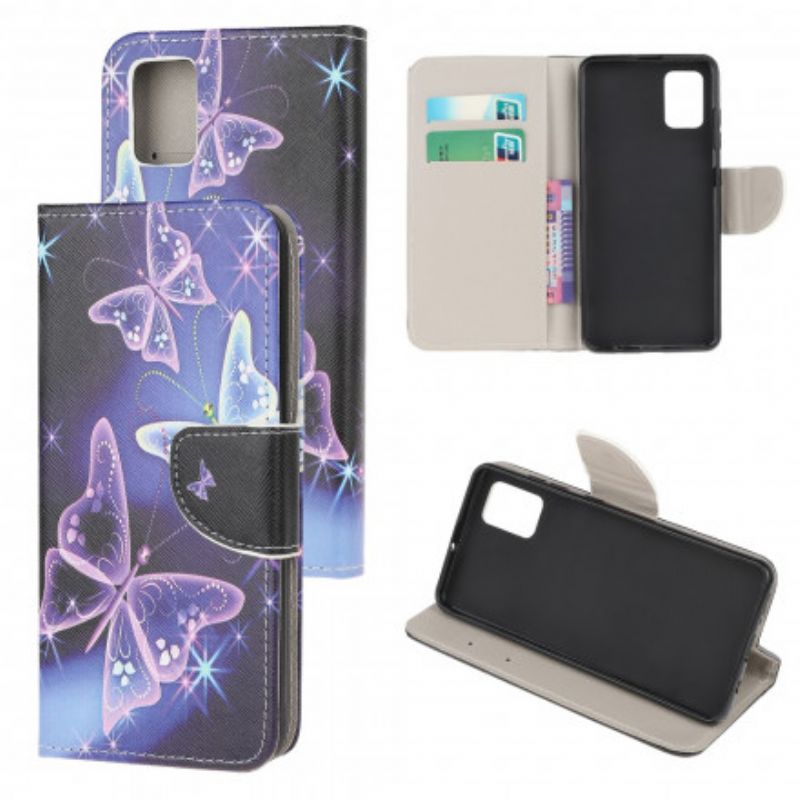 Leren Hoesje Moto G100 Vlinders