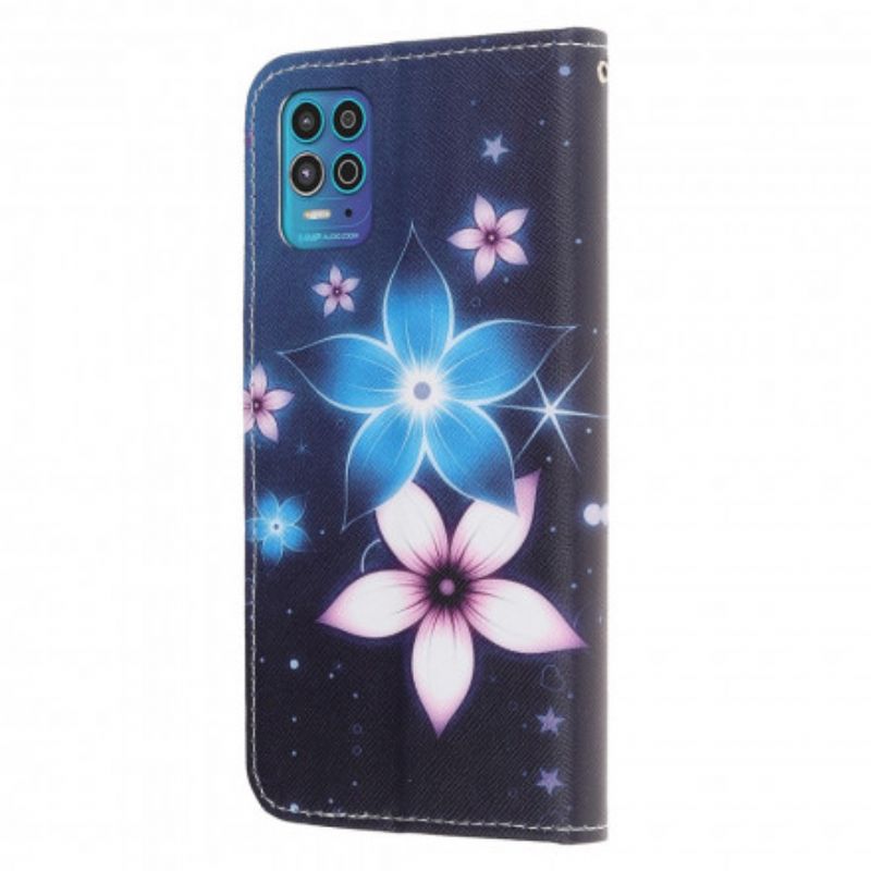 Leren Hoesje Voor Moto G100 Lunar Strappy Flowers