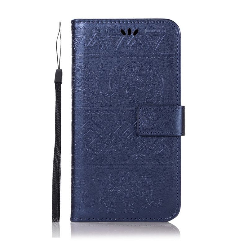 Bescherming Hoesje Samsung Galaxy A9 Rose Goud Kunstleer Tribale Olifanten