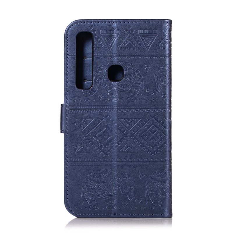 Bescherming Hoesje Samsung Galaxy A9 Rose Goud Kunstleer Tribale Olifanten