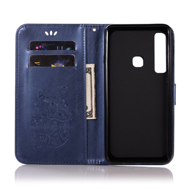 Bescherming Hoesje Samsung Galaxy A9 Rose Goud Kunstleer Tribale Olifanten