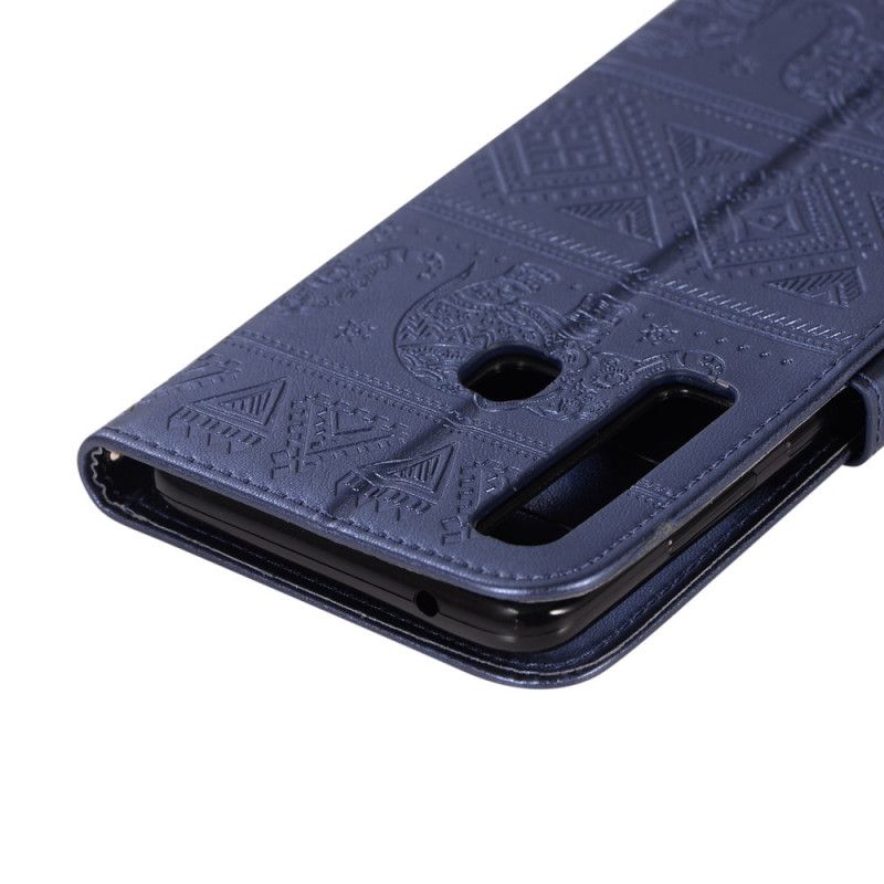 Bescherming Hoesje Samsung Galaxy A9 Rose Goud Kunstleer Tribale Olifanten