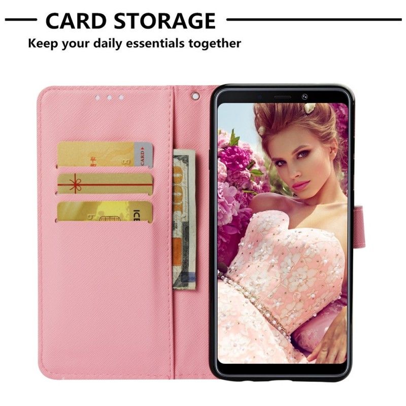 Flip Case Leren Samsung Galaxy A9 Rode Vlinders