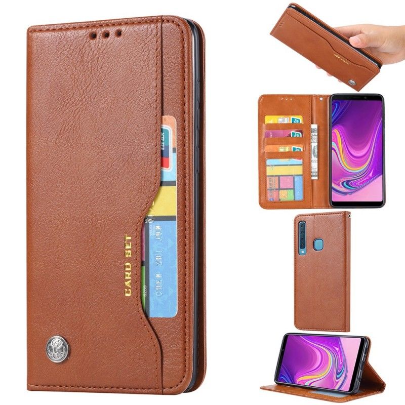 Folio-hoesje voor Samsung Galaxy A9 Rood Zwart Kaarthouder Van Imitatieleer