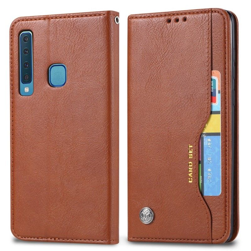 Folio-hoesje voor Samsung Galaxy A9 Rood Zwart Kaarthouder Van Imitatieleer