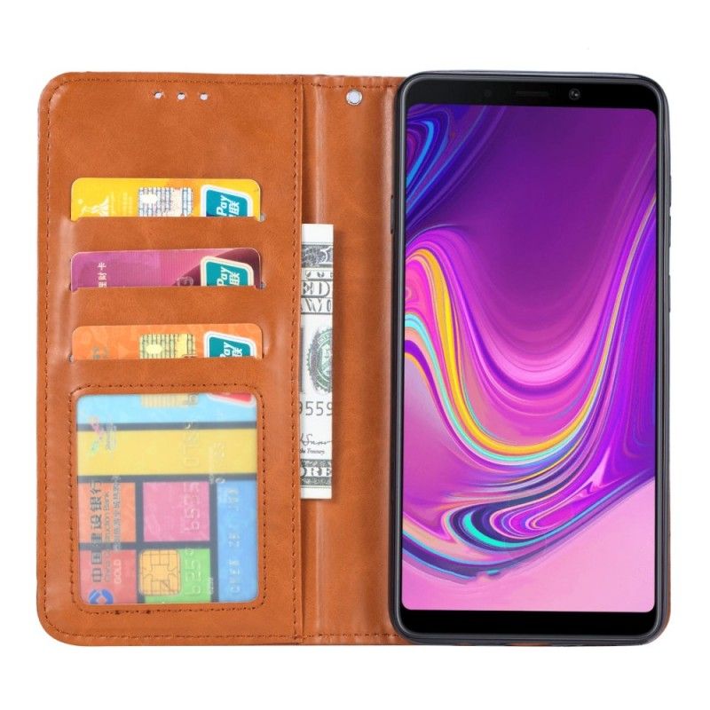 Folio-hoesje voor Samsung Galaxy A9 Rood Zwart Kaarthouder Van Imitatieleer