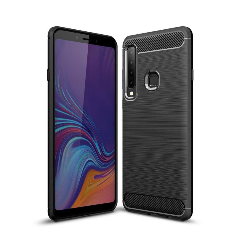 Hoesje Samsung Galaxy A9 Grijs Zwart Geborsteld Koolstofvezel