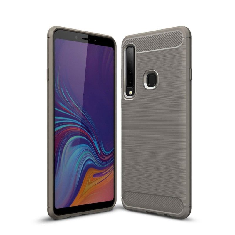 Hoesje Samsung Galaxy A9 Grijs Zwart Geborsteld Koolstofvezel