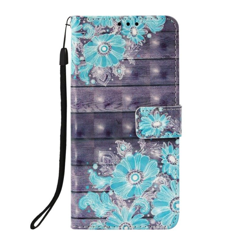 Leren Hoesje Samsung Galaxy A9 Blauwe Bloemen