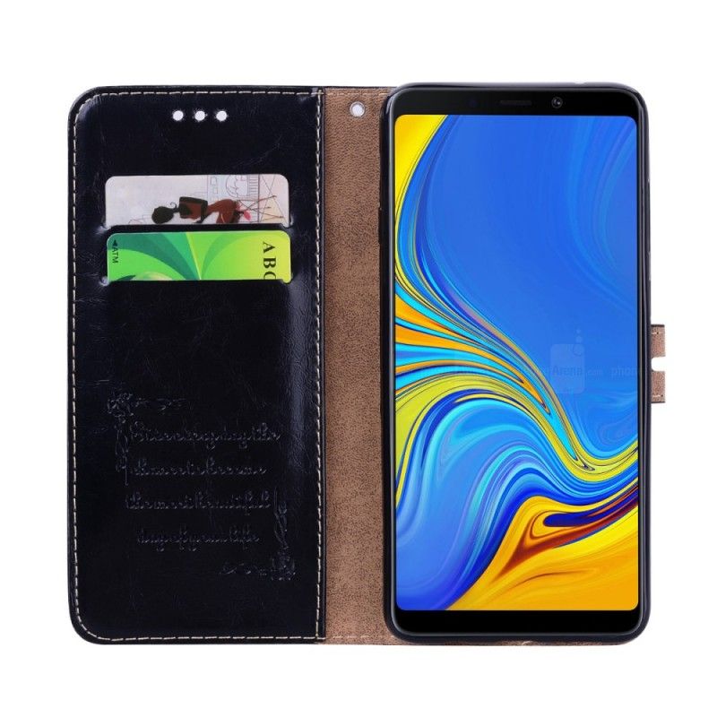 Leren Hoesje Samsung Galaxy A9 Zwart Vintage Leereffect