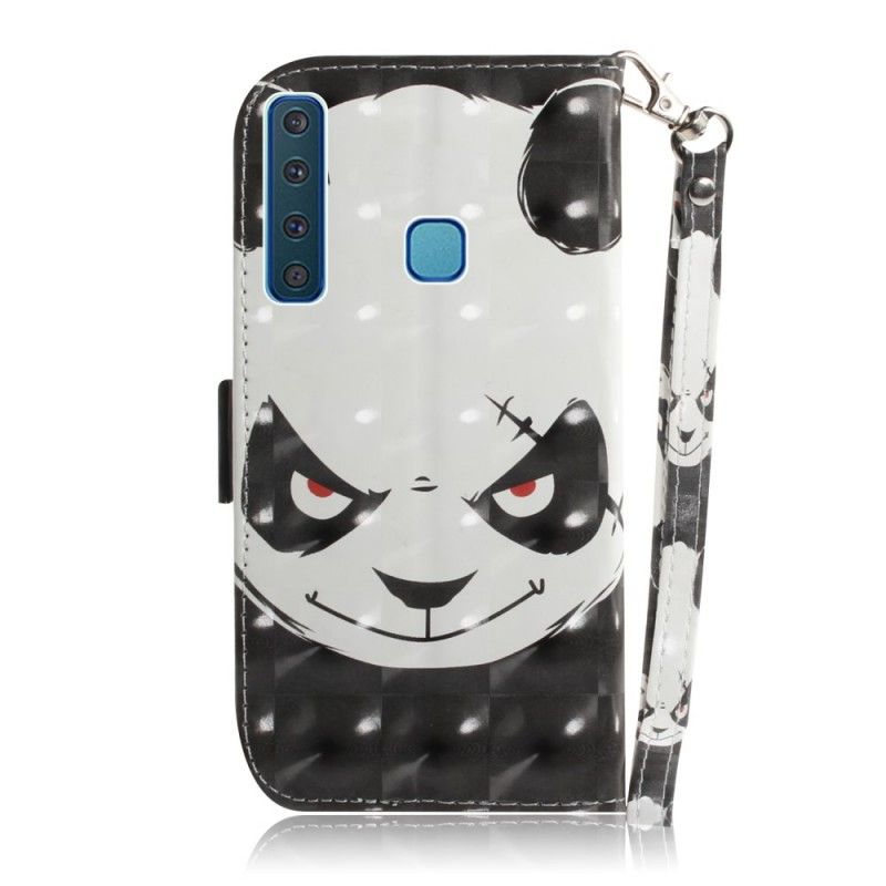 Leren Hoesje voor Samsung Galaxy A9 Boze Panda Met String