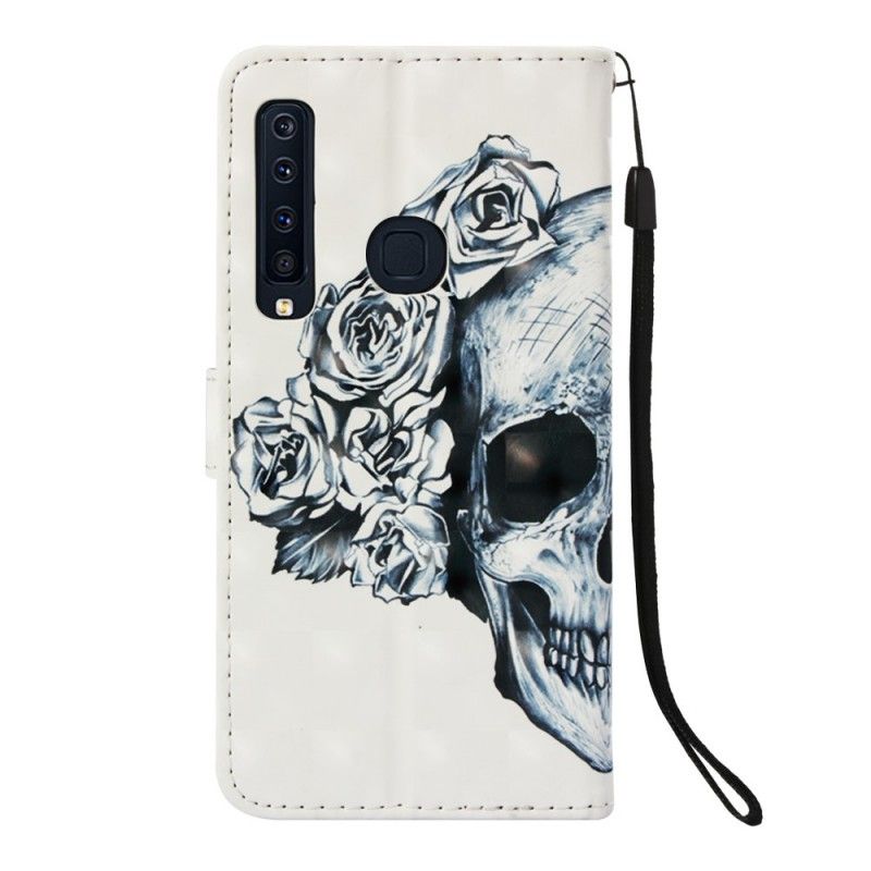 Leren Hoesje voor Samsung Galaxy A9 Gebloemde Schedel