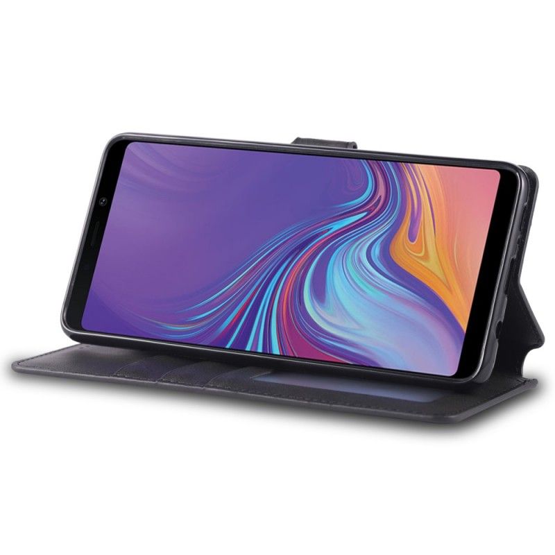 Leren Hoesje voor Samsung Galaxy A9 Grijs Zwart Retro Azns