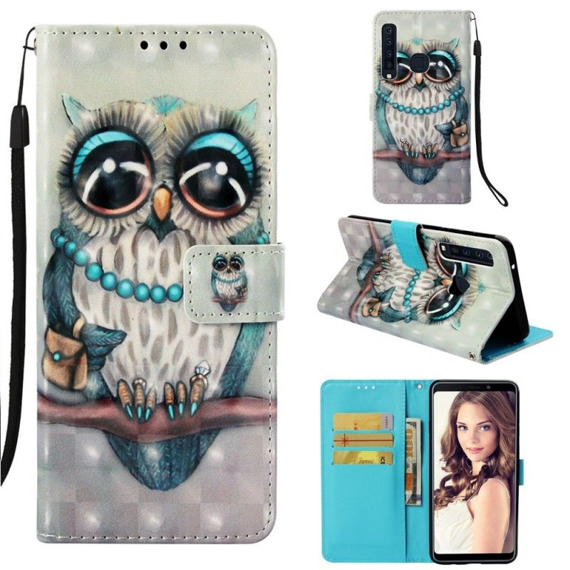 Leren Hoesje voor Samsung Galaxy A9 Juffrouw Uil Met String