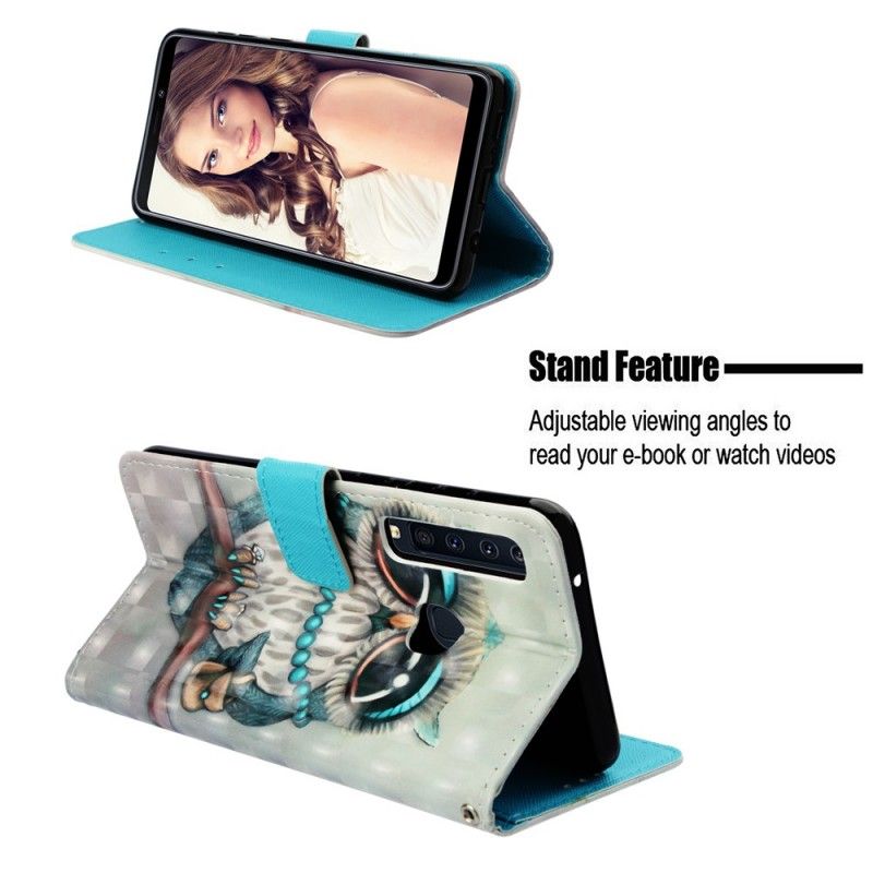 Leren Hoesje voor Samsung Galaxy A9 Juffrouw Uil Met String
