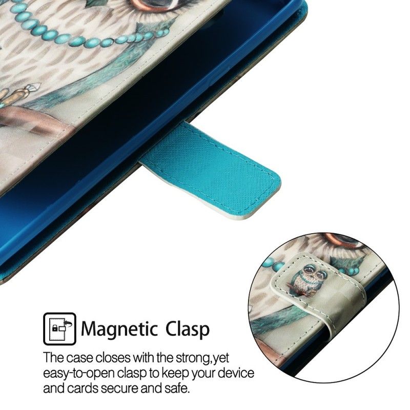 Leren Hoesje voor Samsung Galaxy A9 Juffrouw Uil Met String