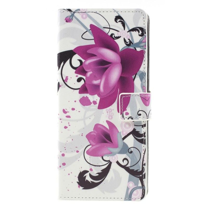 Leren Hoesje voor Samsung Galaxy A9 Roze Tropische Bloemen