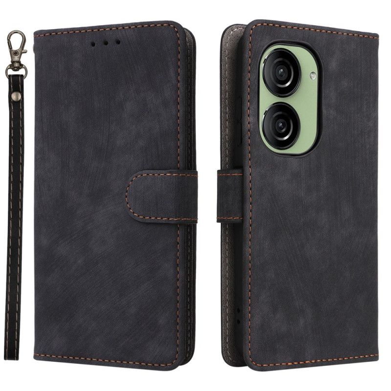 Leren Hoesje Asus Zenfone 10 Rfid Suède-effect Bescherming Hoesje