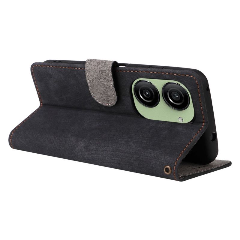 Leren Hoesje Asus Zenfone 10 Rfid Suède-effect Bescherming Hoesje