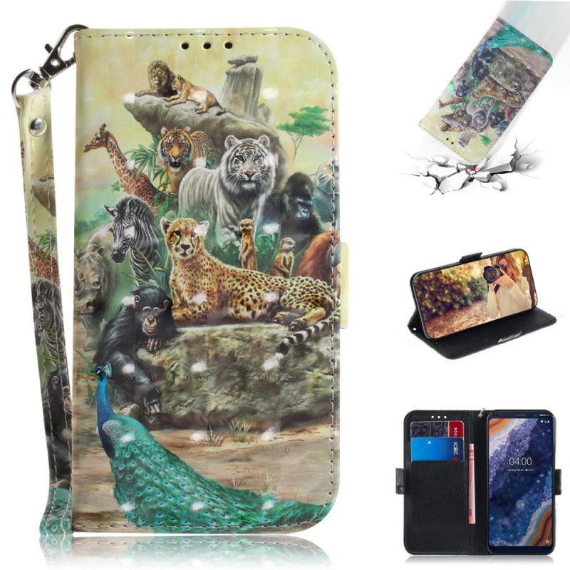 Cover Folio-hoesje Nokia 9 PureView Telefoonhoesje String Safari Dieren