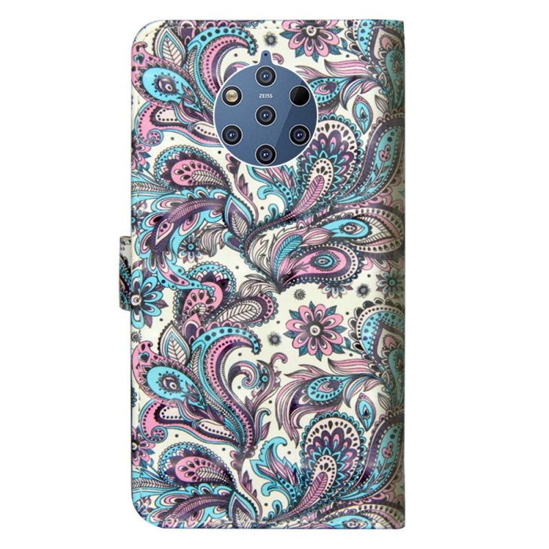 Leren Hoesje Nokia 9 PureView Bloemen Met Een Patroon