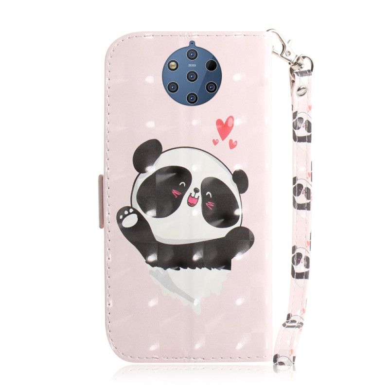 Leren Hoesje Nokia 9 PureView Panda Love Met String