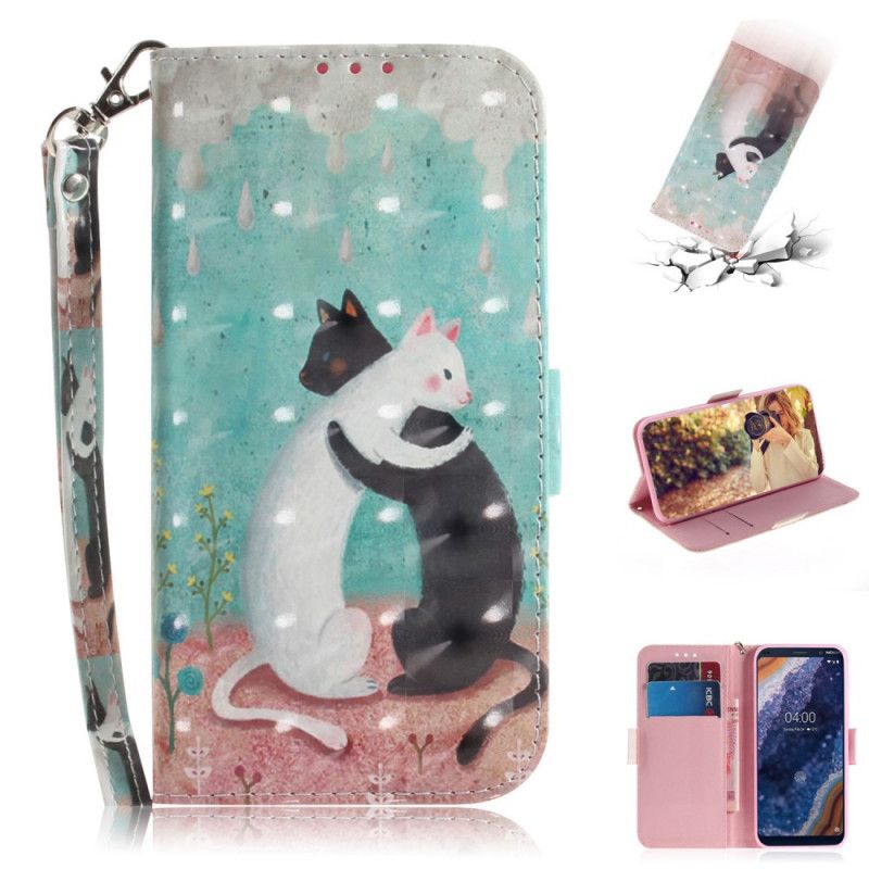 Leren Hoesje Nokia 9 PureView String Kattenvrienden