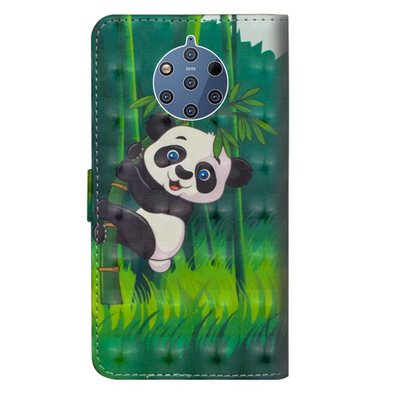 Leren Hoesje voor Nokia 9 PureView Panda En Bamboe