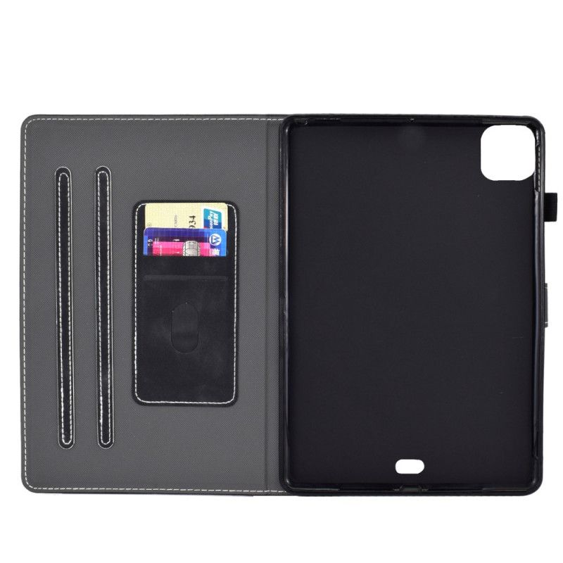 Bescherming Hoesje iPad Air 10.9" (2020) Rood Zwart Leereffect Met Olifantenprint