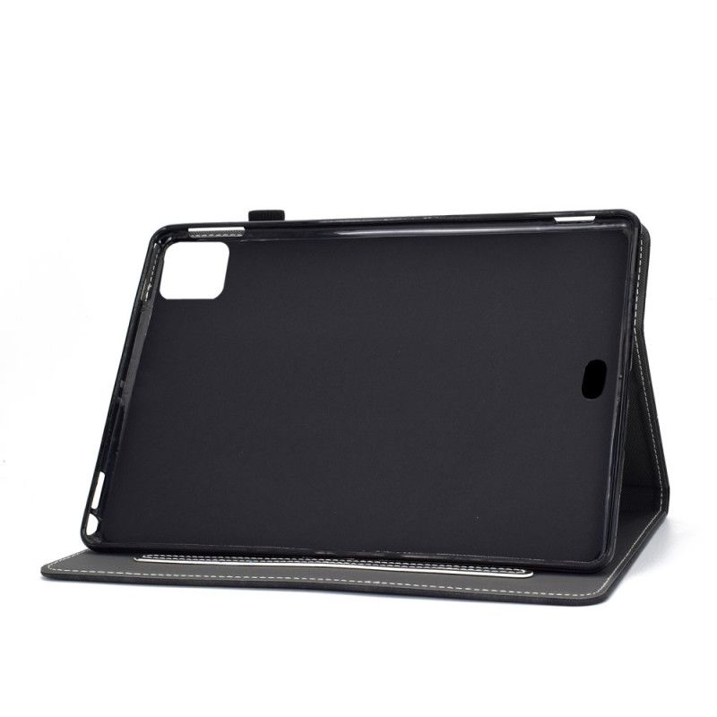 Bescherming Hoesje iPad Air 10.9" (2020) Rood Zwart Leereffect Met Olifantenprint
