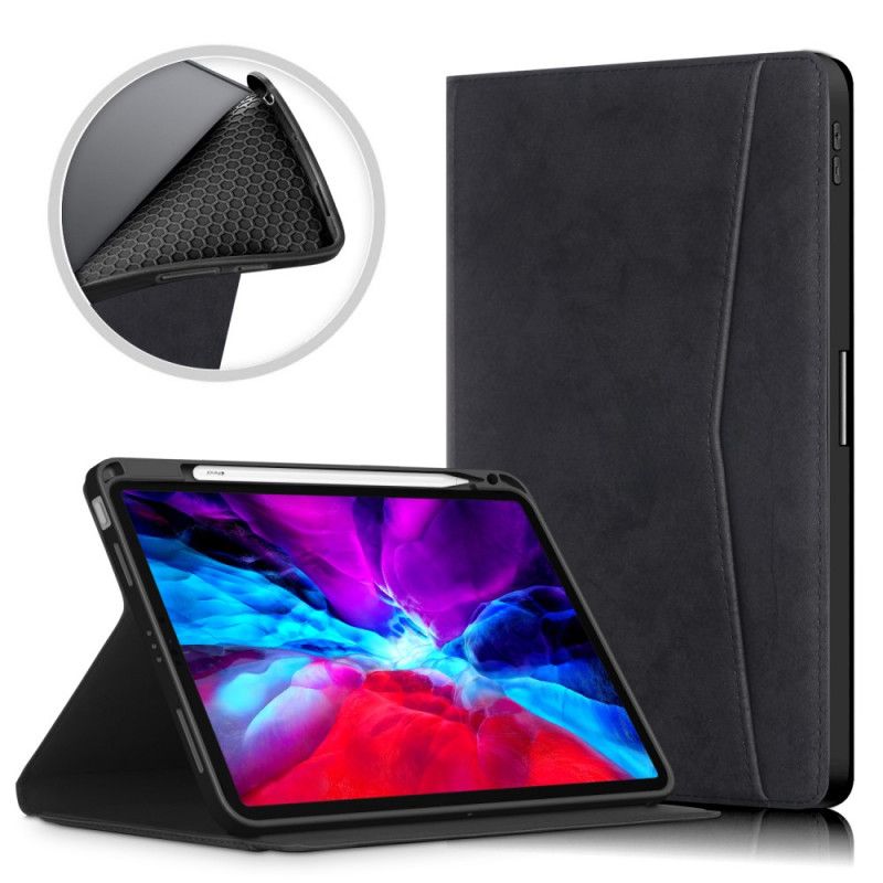 Case iPad Air 10.9" (2020) Grijs Zwart Telefoonhoesje Businesscase Met Leereffect
