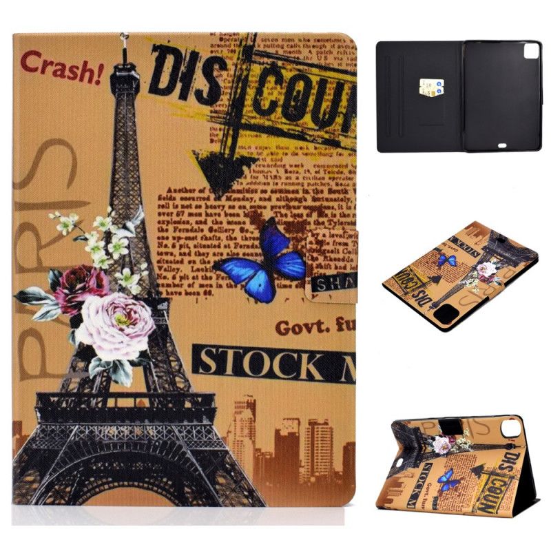 Flip Case Leren iPad Air 10.9" (2020) Bloemen Eiffeltoren
