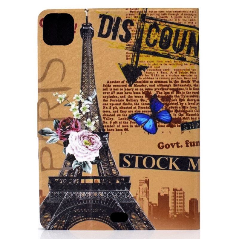 Flip Case Leren iPad Air 10.9" (2020) Bloemen Eiffeltoren