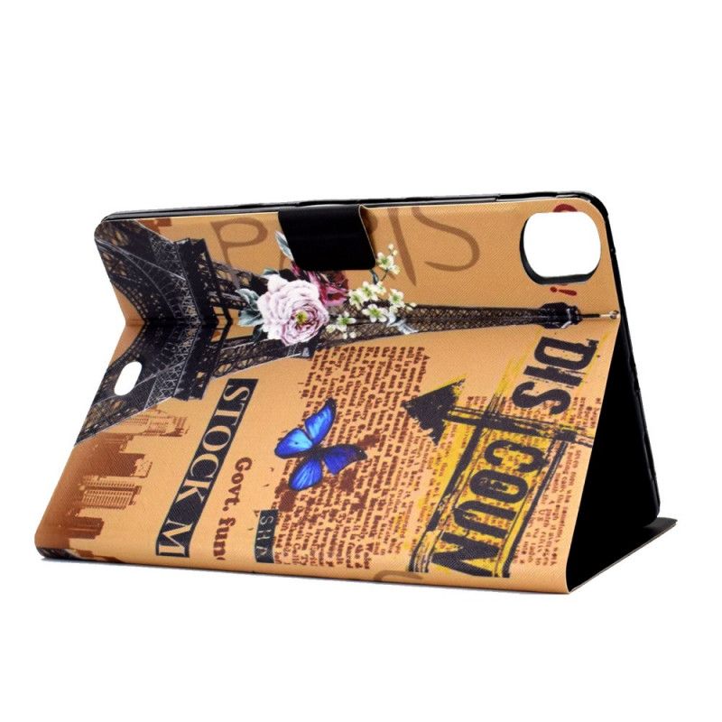 Flip Case Leren iPad Air 10.9" (2020) Bloemen Eiffeltoren