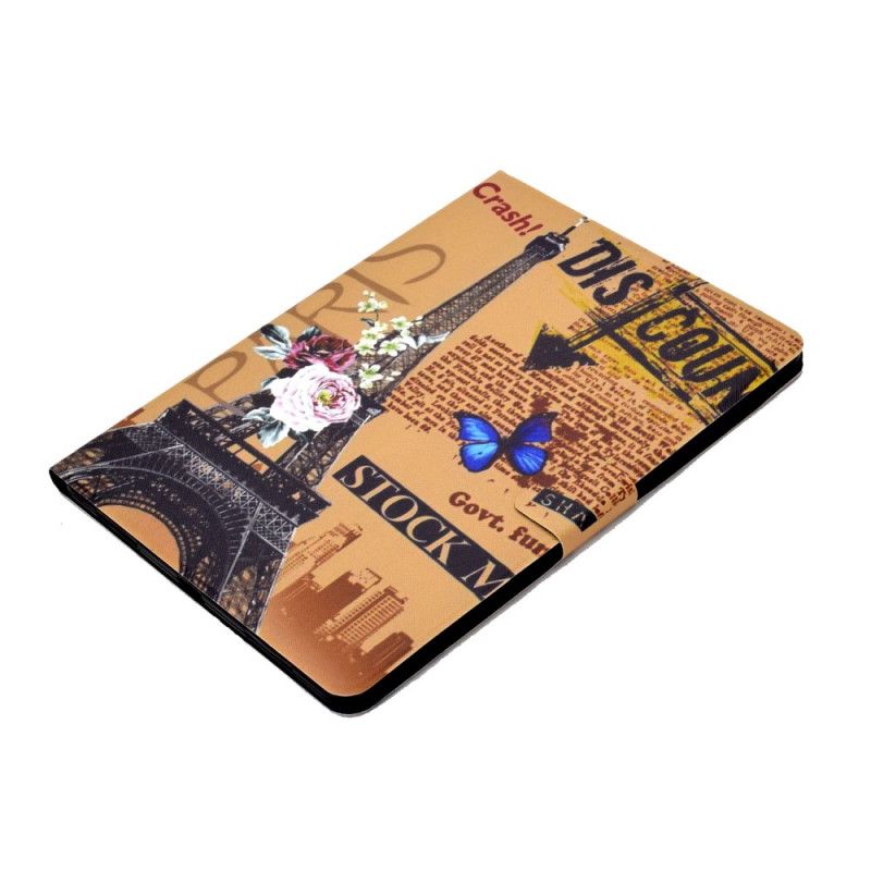 Flip Case Leren iPad Air 10.9" (2020) Bloemen Eiffeltoren
