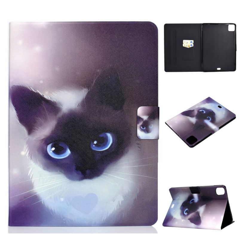 Flip Case Leren iPad Air 10.9" (2020) Kat Met Blauwe Ogen