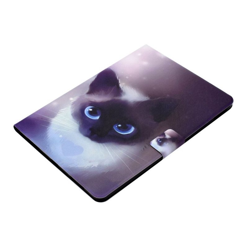 Flip Case Leren iPad Air 10.9" (2020) Kat Met Blauwe Ogen