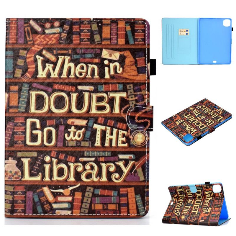 Leren Hoesje voor iPad Air 10.9" (2020) Donkerrood Bruin Bibliotheek