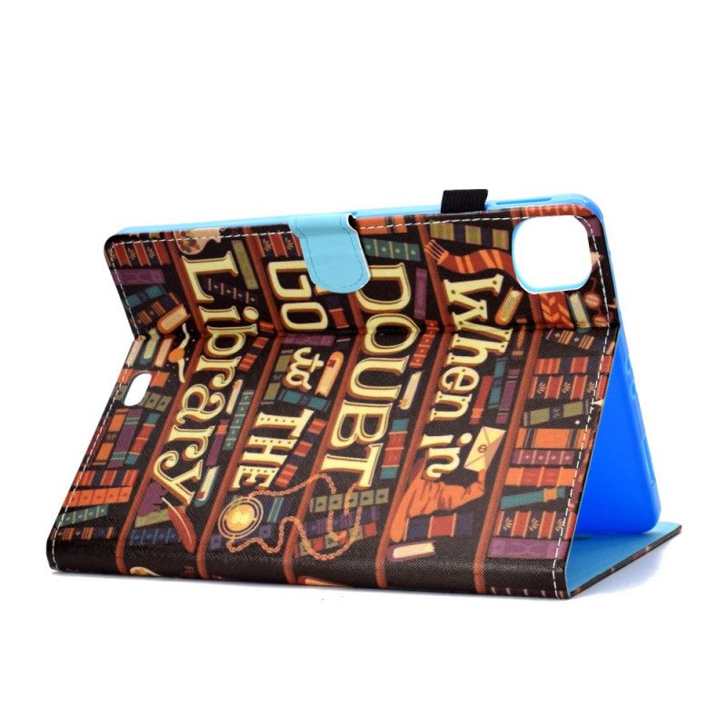 Leren Hoesje voor iPad Air 10.9" (2020) Donkerrood Bruin Bibliotheek