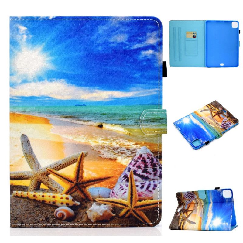 Leren Hoesje voor iPad Air 10.9" (2020) Lichtblauw Donkerblauw Strand Van Dromen