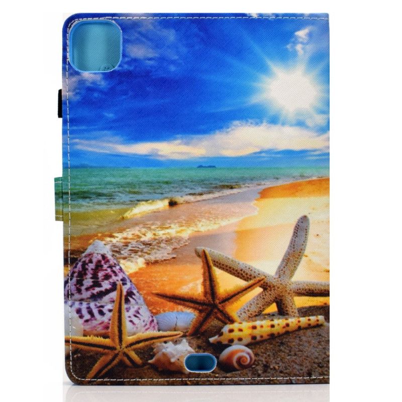 Leren Hoesje voor iPad Air 10.9" (2020) Lichtblauw Donkerblauw Strand Van Dromen