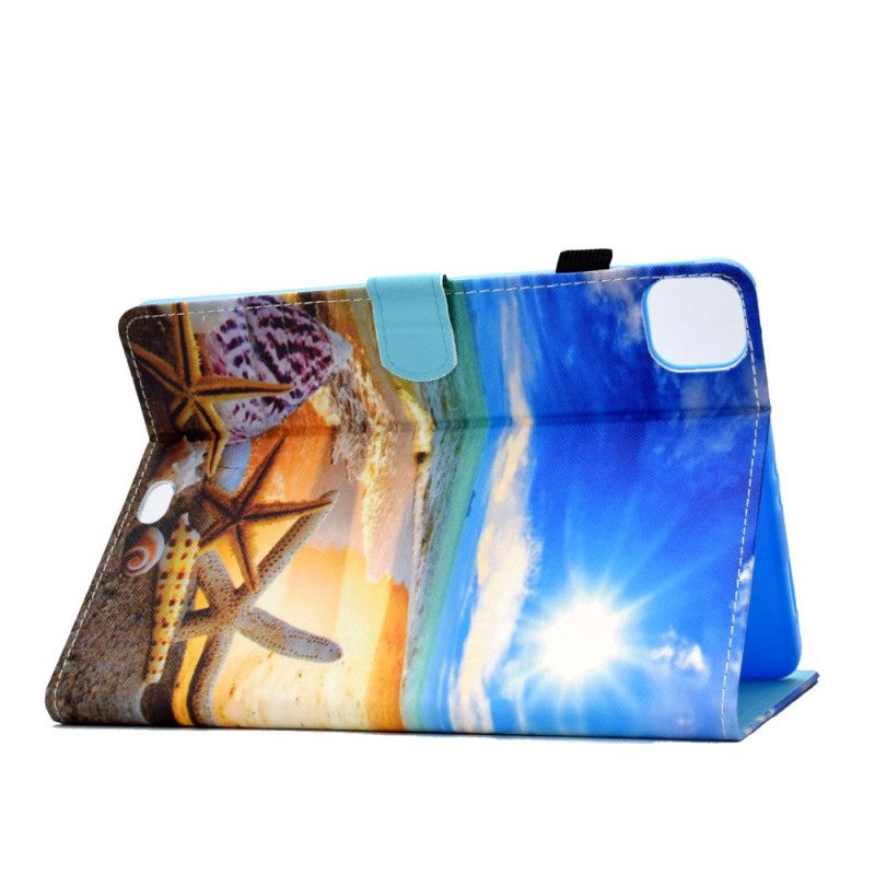 Leren Hoesje voor iPad Air 10.9" (2020) Lichtblauw Donkerblauw Strand Van Dromen