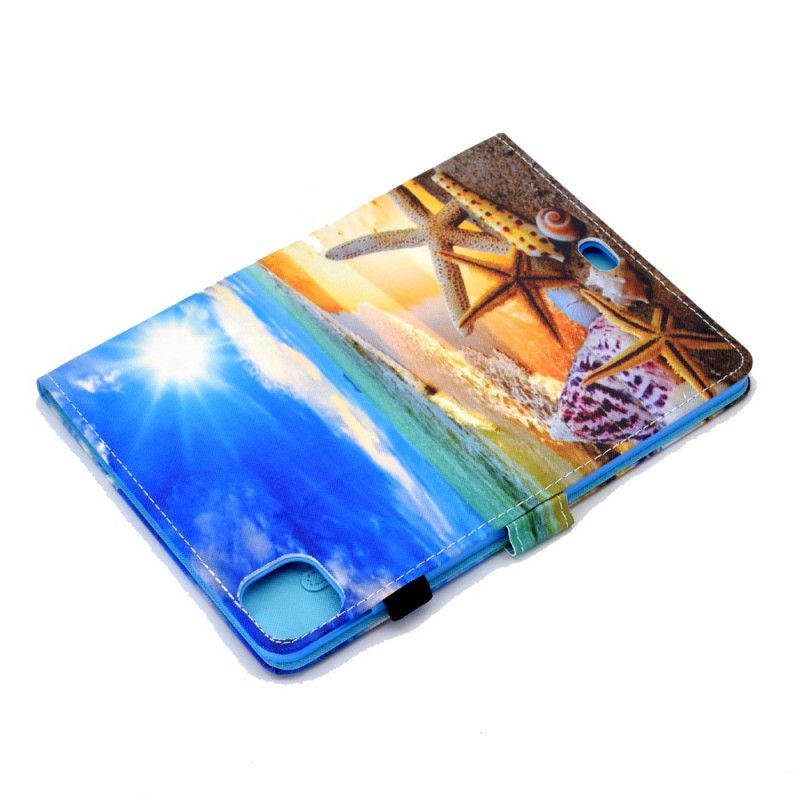 Leren Hoesje voor iPad Air 10.9" (2020) Lichtblauw Donkerblauw Strand Van Dromen