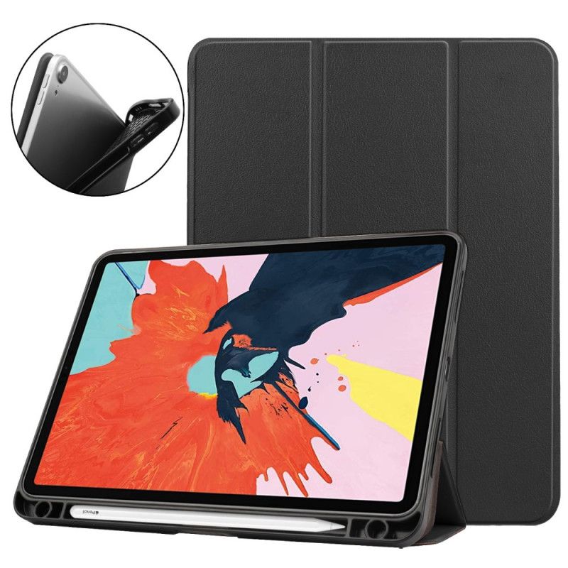 Smart Case iPad Air 10.9" (2020) Grijs Zwart Litchi Lederen Stylushouder